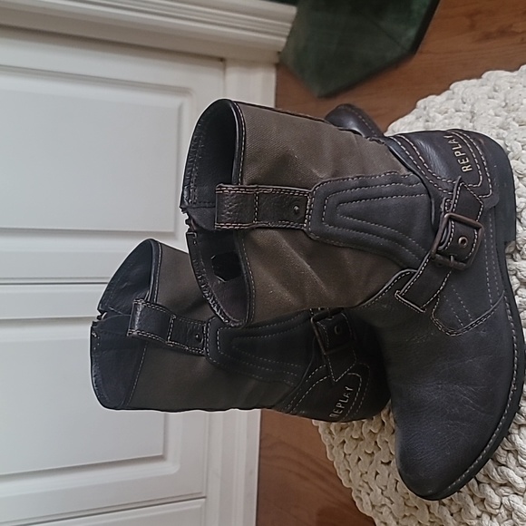 Replay Leather Canvas Boots - Picture 4 of 6